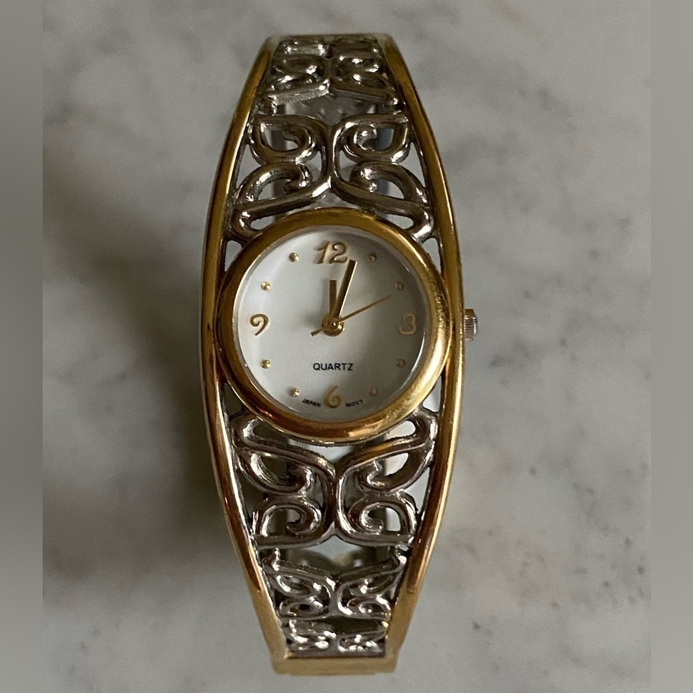 Avon Two-Toned Butterfly Filigree Bangle Watch